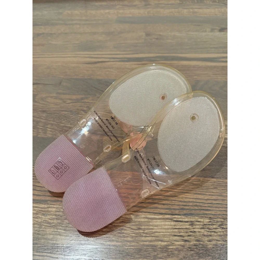 Karl Lagerfeld Paris Wylda Jelly Sandals‎ Translucent Pink Clear TPU KL Logo 7M